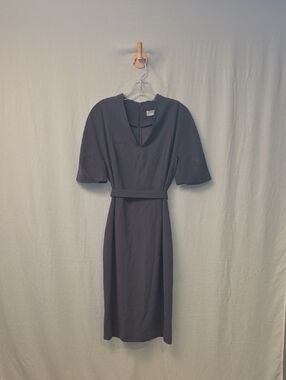 MM. Lafleur Slate Gray Midi Dress with Waist Tie